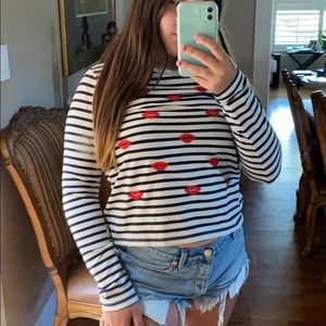 Betsy Johnson striped lip shirt